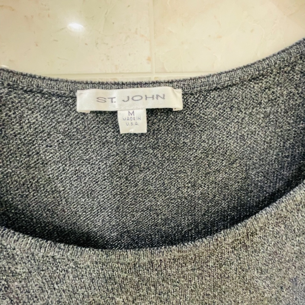 ST JOHN {M} Top Jersey Knit Tank Grey Gray - Picture 3 of 5